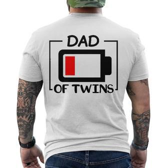 Dad Of Twins Low Battery Tired Twins Dad Men's Back Print T-shirt | Mazezy