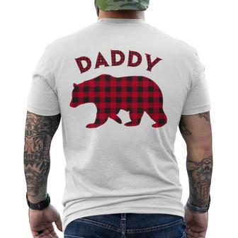Mens Daddy Bear Red Plaid Christmas Buffalo Pajama Men's Back Print T-shirt | Mazezy DE