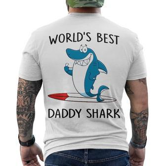 Daddy Worlds Best Daddy Shark Men's T-Shirt Back Print - Seseable