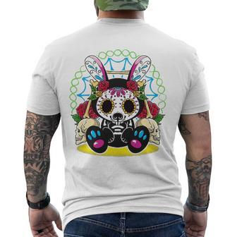 Day Of The Dead Dia De Los Muertos Bunny Sugar Skull Men's Back Print T-shirt | Mazezy