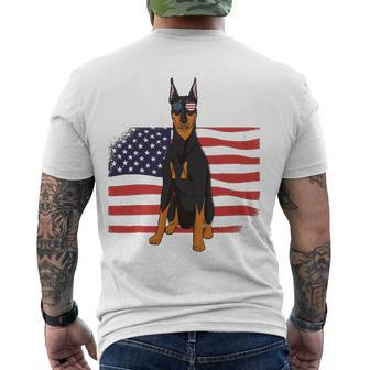 Doberman Dad & Mom American Flag 4Th Of July Usa Dog Men's Back Print T-shirt | Mazezy DE