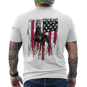 Doberman Pinscher American Flag Usa Awesome Men's Back Print T-shirt | Mazezy