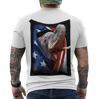Elephant - Flag Usa Men's Crewneck Short Sleeve Back Print T-shirt - Monsterry