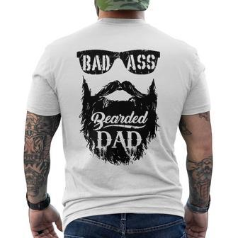 Mens Fathers Day Bearded Badass Dad Men's Back Print T-shirt | Mazezy
