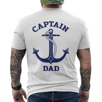 Fathers Day Nautical Anchor Captain Dad Men's Back Print T-shirt | Mazezy