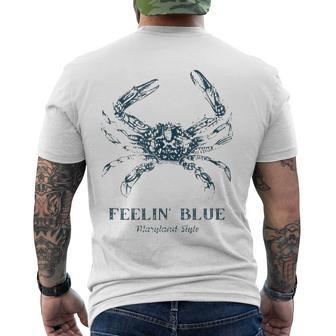 Feelin Blue Maryland Style Retro Crab Men's Back Print T-shirt | Mazezy