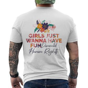 Feminist Girls Just Wanna Have Fundamental Rights Men's Crewneck Short Sleeve Back Print T-shirt | Mazezy