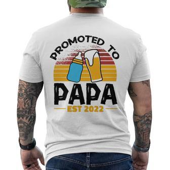 Mens First Time Grandpa Promoted To Papa 2022 Ver2 Men's Back Print T-shirt | Mazezy