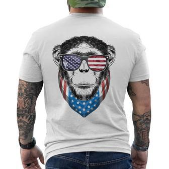 Fourth Of July Monkey American Flag July 4Th Chimpanzee Men's Back Print T-shirt | Mazezy