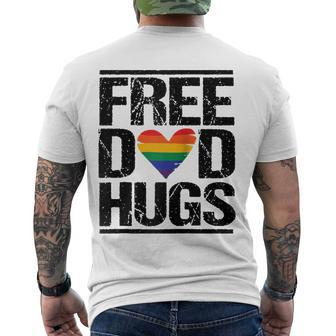 Free Dad Hugs Lgbtq Pride Stepfather Daddy Papa Raglan Baseball Tee Men's Back Print T-shirt | Mazezy