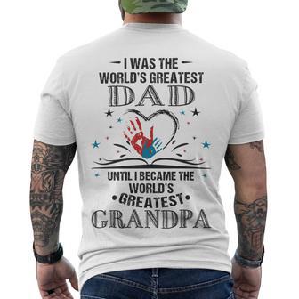 From Worlds Greatest Dad To Worlds Greatest Grandpa 34 Trending Shirt Men's Crewneck Short Sleeve Back Print T-shirt | Favorety