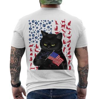 Funny Black Cat Independence Flag 633 Shirt Men's Crewneck Short Sleeve Back Print T-shirt | Favorety CA