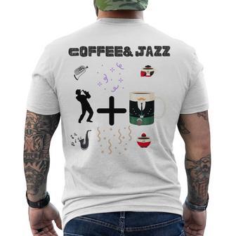 Funny Coolgiftcute Coffee Jazz Jazzmusiccoffeejazz Loverjazz Musicnashvillevintageguitar Men's Crewneck Short Sleeve Back Print T-shirt | Favorety