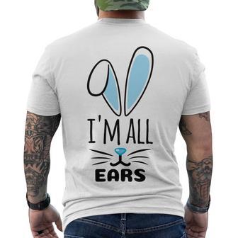 Funny Cute Pastel Blue Bunny Im All Ears Rabbit Happy Easter Day Gift For Girls Women Mom Mommy Family Birthday Holiday Christmas Men's Crewneck Short Sleeve Back Print T-shirt | Favorety AU