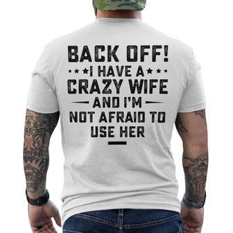 Funny Husband Gifts From Wife Crazy Wife Marriage Humor Men's Crewneck Short Sleeve Back Print T-shirt | Favorety AU