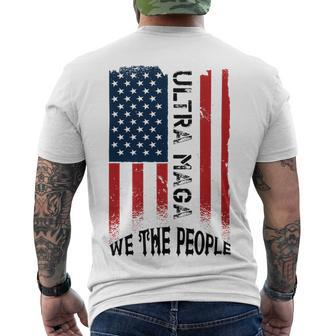 Funny Ultra Maga Vintage American Flag Ultramaga Retro Men's Crewneck Short Sleeve Back Print T-shirt - Monsterry