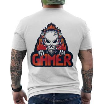 Gaming Headset With Skull Men's Back Print T-shirt | Mazezy