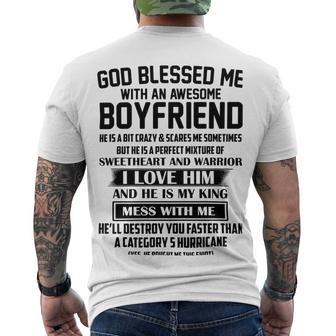 God Blessed Me With An Awesome Boyfriend Men's Crewneck Short Sleeve Back Print T-shirt | Favorety AU