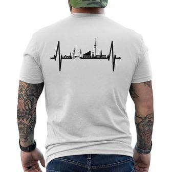 Hamburg Skyline Heartbeat Germany Lover I Love Hamburg Men's Crewneck Short Sleeve Back Print T-shirt | Mazezy CA