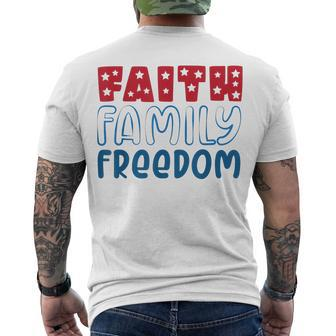 Happy 4Th Of July Fireworks Patriotic Faith Family Freedom Men's T-shirt Back Print - Seseable