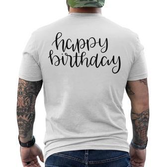 Happy Birthday Text Design Men's Crewneck Short Sleeve Back Print T-shirt | Favorety AU