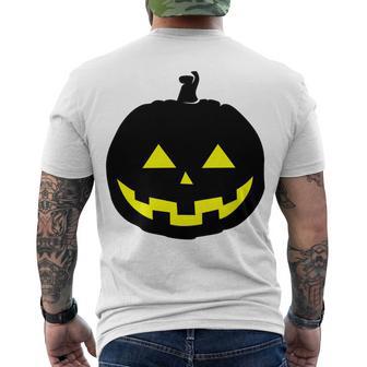 Happy Halloween Scary Black Pumpkin Pattern Men's Crewneck Short Sleeve Back Print T-shirt | Favorety DE