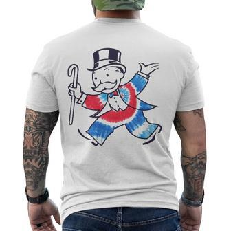 Hasbro Monopoly Fourth Of July Tie Dye Filled Monopoly Man Men's Back Print T-shirt | Mazezy