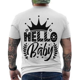 Hello Baby Graphic Design For New Coming Babys Men's Crewneck Short Sleeve Back Print T-shirt | Favorety