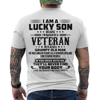 I Am A Lucky Son Because Im Raised By A Veteran Men's Crewneck Short Sleeve Back Print T-shirt | Favorety CA