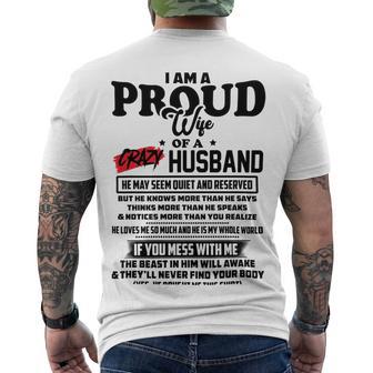 I Am A Proud Wife Of A Crazy Husband V2 Men's Crewneck Short Sleeve Back Print T-shirt | Favorety CA