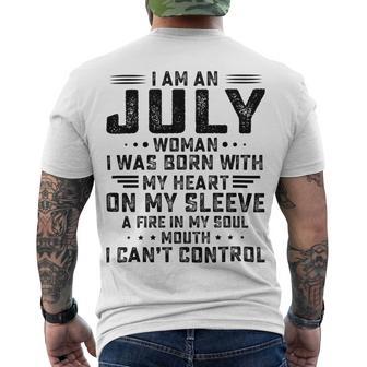 I Am An July Woman I Was Born With My Heart On My Sleevepng V2 Men's Crewneck Short Sleeve Back Print T-shirt | Favorety UK