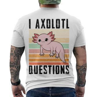 I Axolotl Questions Vintage Retro Style Black Men's Crewneck Short Sleeve Back Print T-shirt - Monsterry UK