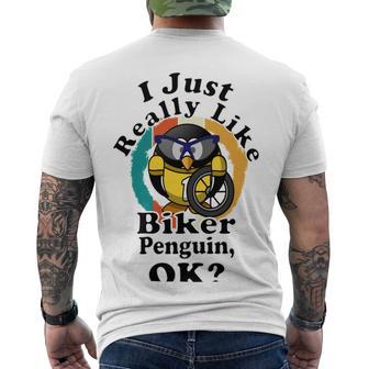 I Really Like Biker Penguin Ok Men's Crewneck Short Sleeve Back Print T-shirt | Favorety AU