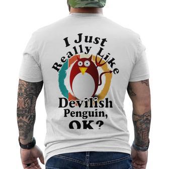 I Really Like Devilish Penguin Ok Men's Crewneck Short Sleeve Back Print T-shirt | Favorety UK