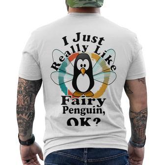 I Really Like Fairy Penguin Ok Men's Crewneck Short Sleeve Back Print T-shirt | Favorety