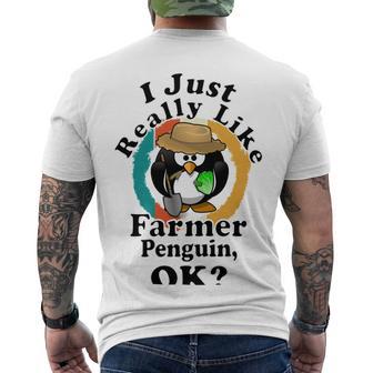 I Really Like Farmer Penguin Ok Men's Crewneck Short Sleeve Back Print T-shirt | Favorety CA