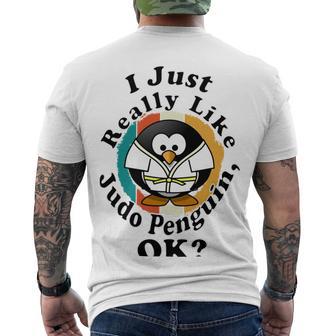 I Really Like Judo Penguin Ok Men's Crewneck Short Sleeve Back Print T-shirt | Favorety AU