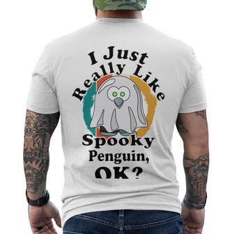 I Really Like Spooky Penguin Ok Men's Crewneck Short Sleeve Back Print T-shirt | Favorety DE