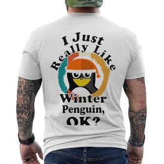 I Really Like Winter Penguin Ok Men's Crewneck Short Sleeve Back Print T-shirt | Favorety DE