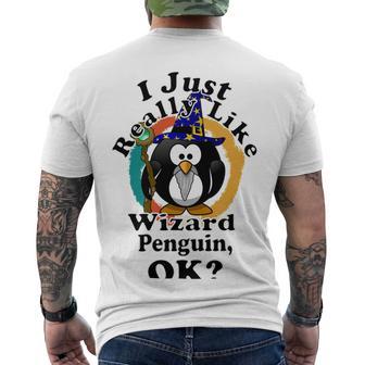 I Really Like Wizard Penguin Ok Men's Crewneck Short Sleeve Back Print T-shirt | Favorety UK