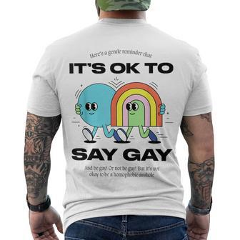 Its Ok To Say Gay Florida Lgbt Gay Pride Protect Trans Kids Men's Back Print T-shirt | Mazezy