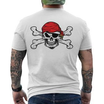 Jolly Roger Pirate Skull And Crossbones Flag Men's Back Print T-shirt | Mazezy