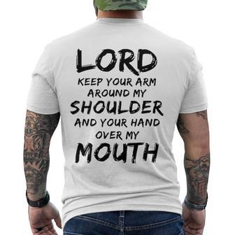 Lord Keep Your Arm Around My Shoulder Men's Back Print T-shirt | Mazezy