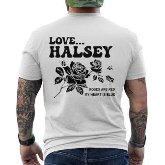 Love Halsey Roses Are Red My Heart Is Blue Men's Back Print T-shirt | Mazezy
