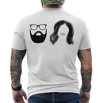 Man With Beard And Glasses With Woman Wavy Hair Men's Crewneck Short Sleeve Back Print T-shirt | Favorety CA