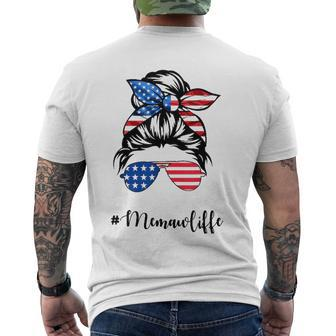 Memaw Life Messy Bun American Flag 4Th Of July Men's Back Print T-shirt | Mazezy