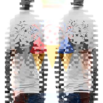 Memorial Day 4Th Of July Holiday Patriotic Ice Cream Men's Crewneck Short Sleeve Back Print T-shirt - Monsterry
