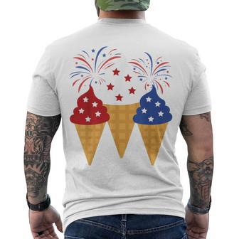 Memorial Day 4Th Of July Holiday Patriotic Ice Cream Men's Crewneck Short Sleeve Back Print T-shirt | Favorety CA