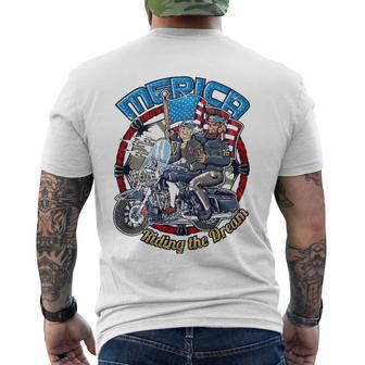 Merica 4Th Of July Washington Lincoln Biker Men's Back Print T-shirt | Mazezy