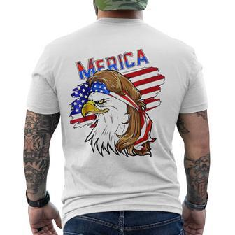 Merica Eagle American Flag Mullet Hair Redneck Hillbilly Men's Back Print T-shirt